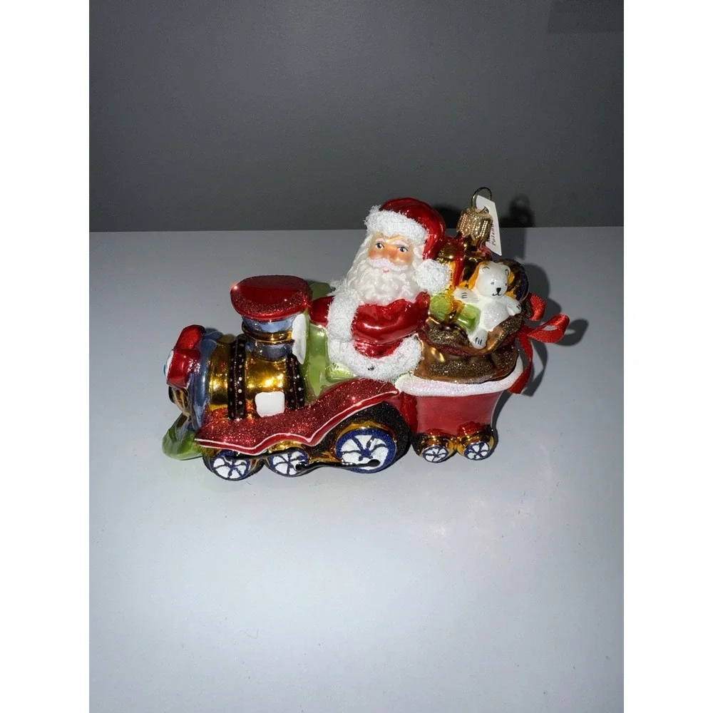 VTG Santa Claus Christmas Ornament MCM Poland Mercury Glass Hand Blown Glitter